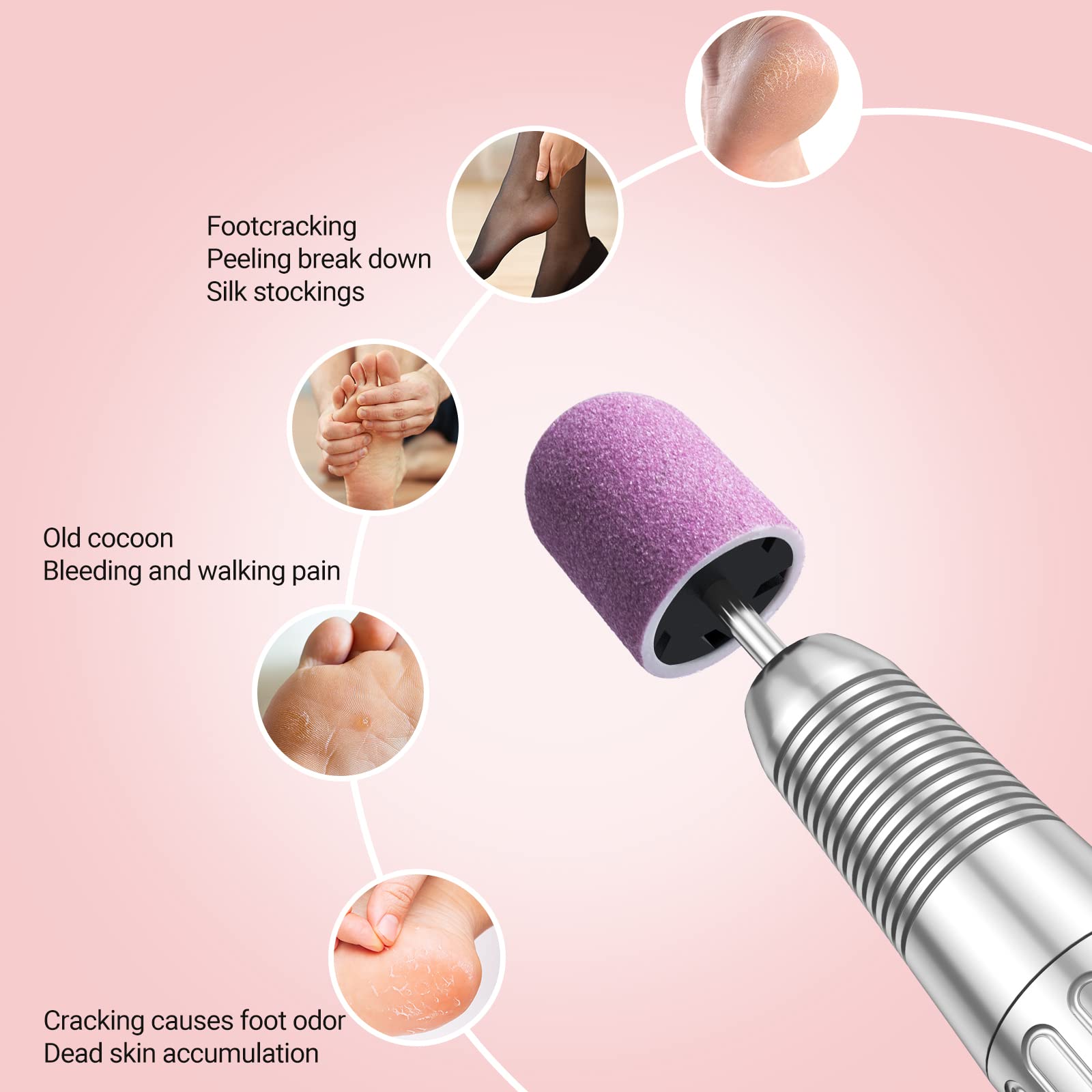 Nail Sanding Caps With A Rubber Mandrel Bit Purple - 10mm - 图片5