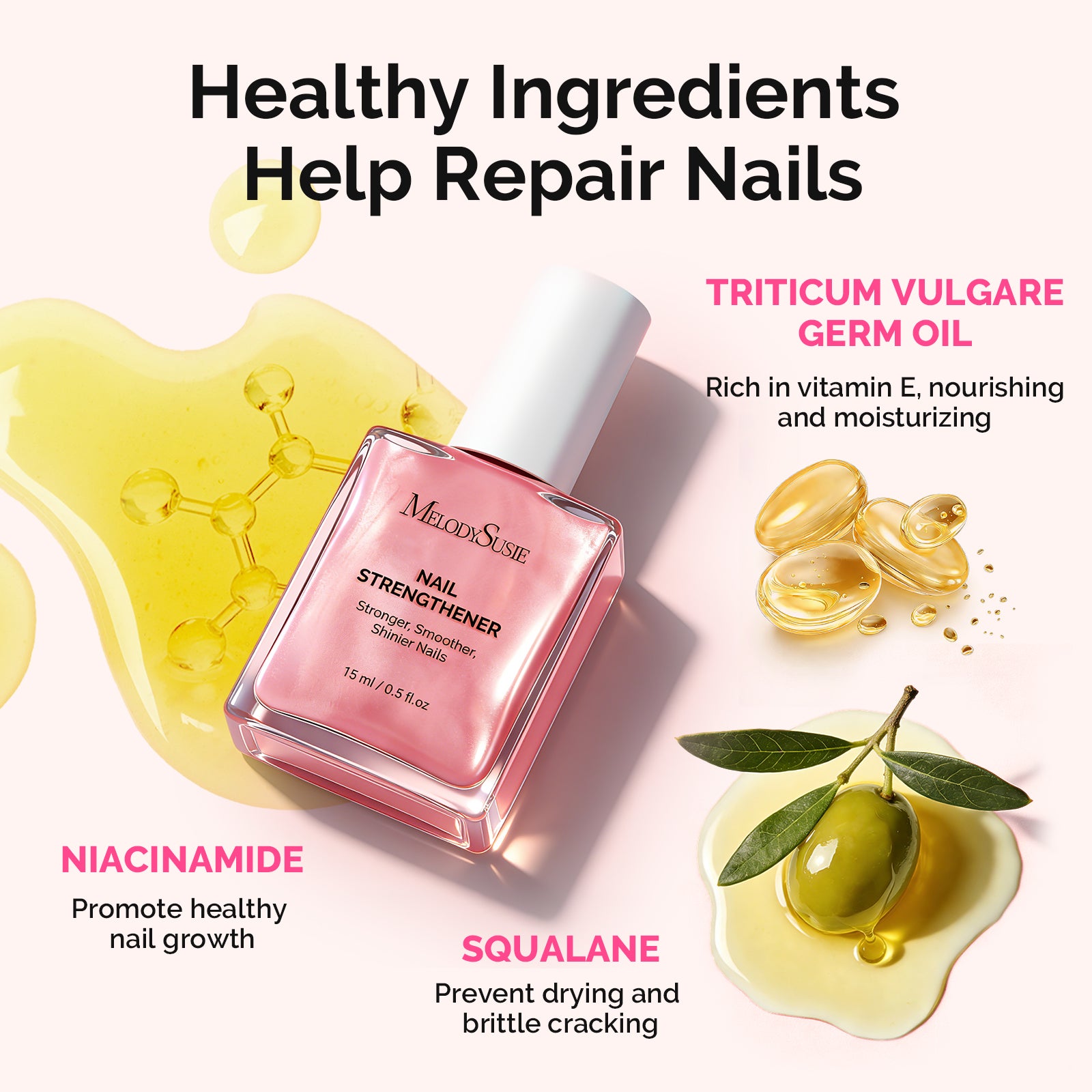 Nail Strengthener and Growth Treatment, 2-in-1 Ridge Filling Base Coat & Glossy Concealer Polish 15ml 0.5 Fl Oz - 图片6