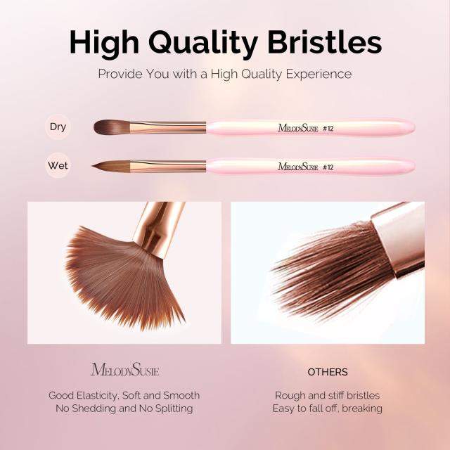 New Acrylic Nail Brush Set 3Pcs - Pink