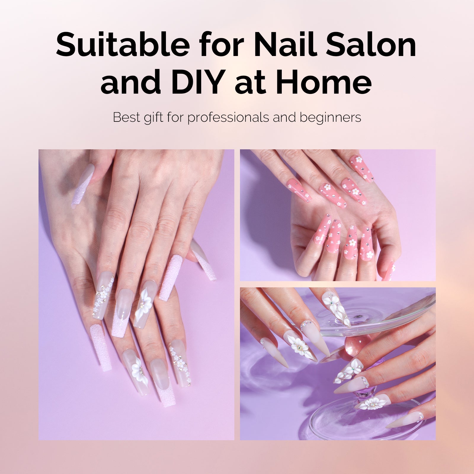 New Acrylic Nail Brush Set 3Pcs - Pink - 图片6