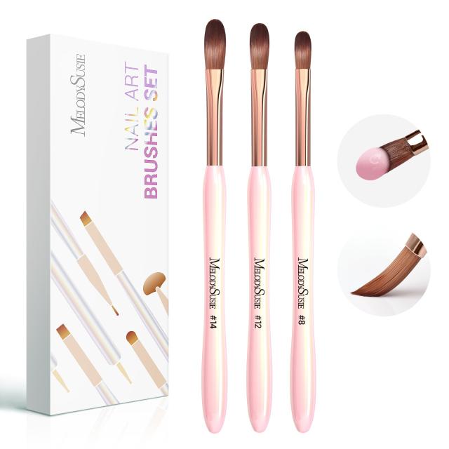 New Acrylic Nail Brush Set 3Pcs - Pink