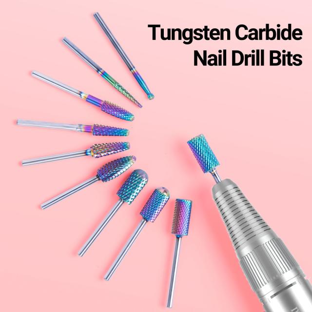 New Colorful Tungsten Carbide Nail Drill Bits Set (10pcs)