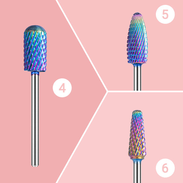 New Colorful Tungsten Carbide Nail Drill Bits Set (10pcs) - 图片6