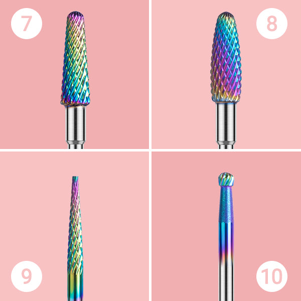 New Colorful Tungsten Carbide Nail Drill Bits Set (10pcs) - 图片7