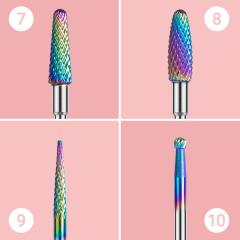 New Colorful Tungsten Carbide Nail Drill Bits Set (10pcs)