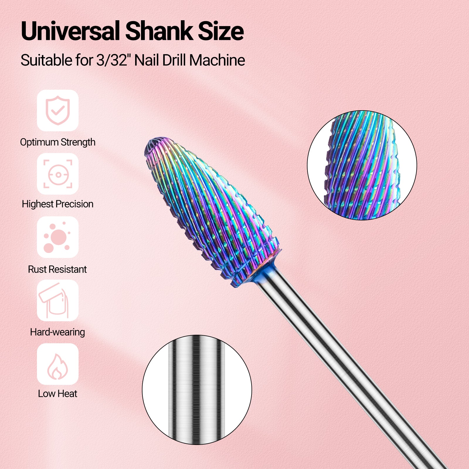 New Colorful Tungsten Carbide Nail Drill Bits Set (10pcs) - 图片3