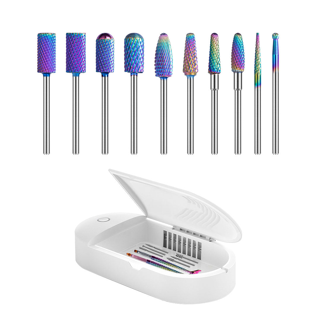 New Colorful Tungsten Carbide Nail Drill Bits Set (10pcs) - 图片8