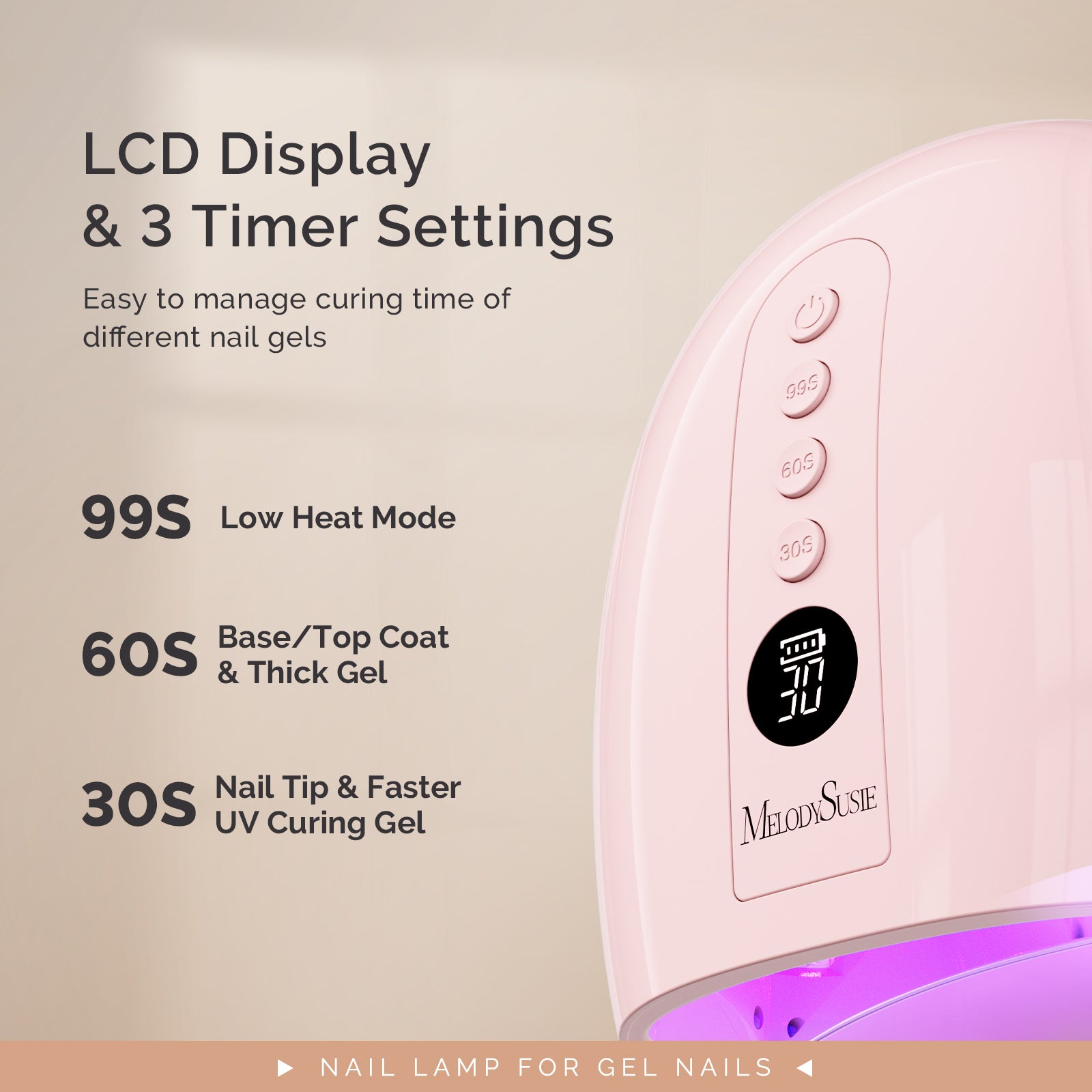 New Upgraded P-PLUS30GT Rechargeable Cordless UV/LED Nail Lamp - Pink - 图片5