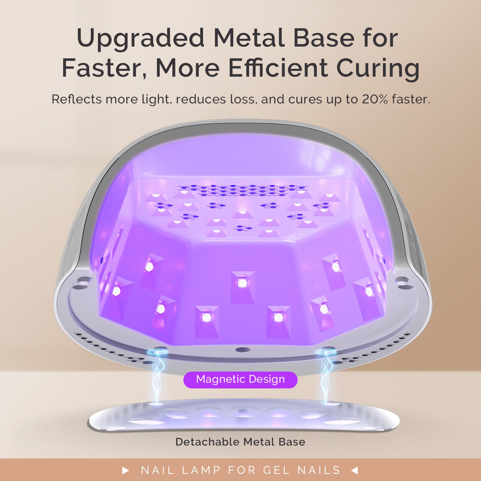 New Upgraded P-PLUS30GT Rechargeable Cordless UV/LED Nail Lamp - Silver - Image2