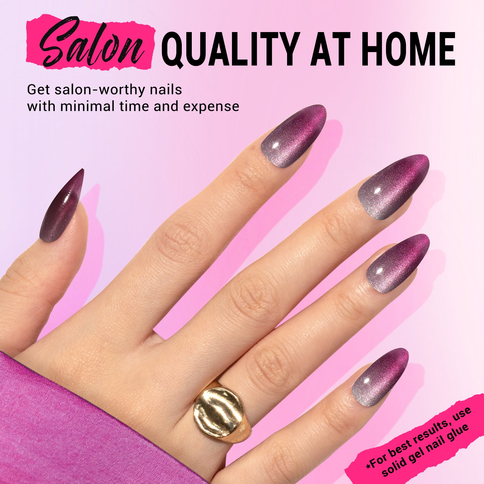 Ombre Grape Cat Eye Press On Nails Kit - US ONLY - 图片4
