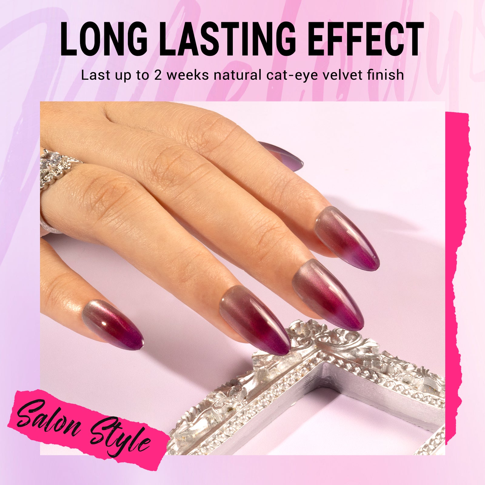 Ombre Grape Cat Eye Press On Nails Kit - US ONLY - 图片2