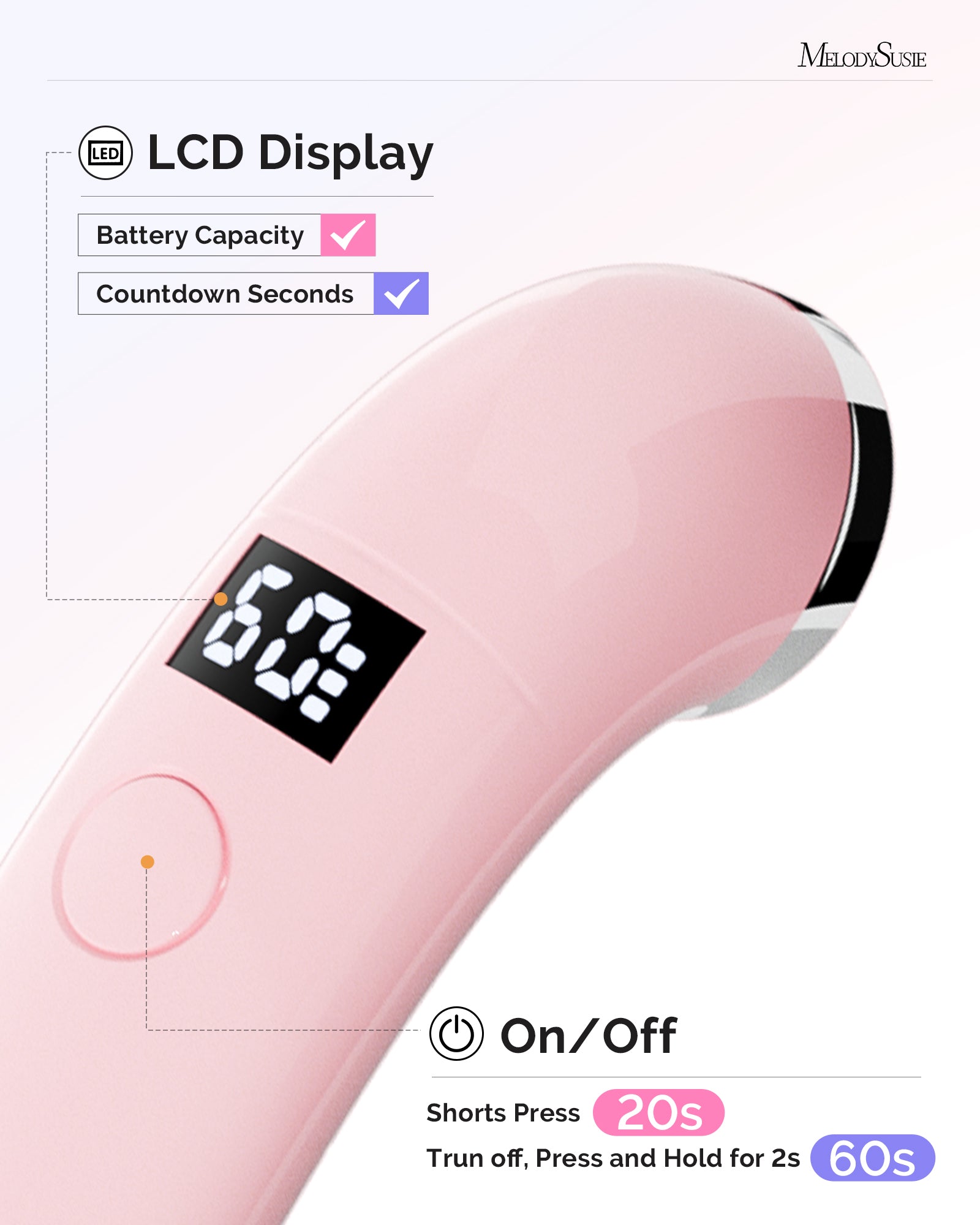 P-ART01A Rechargeable LED/UV Nail Lamp - Pink - 图片4