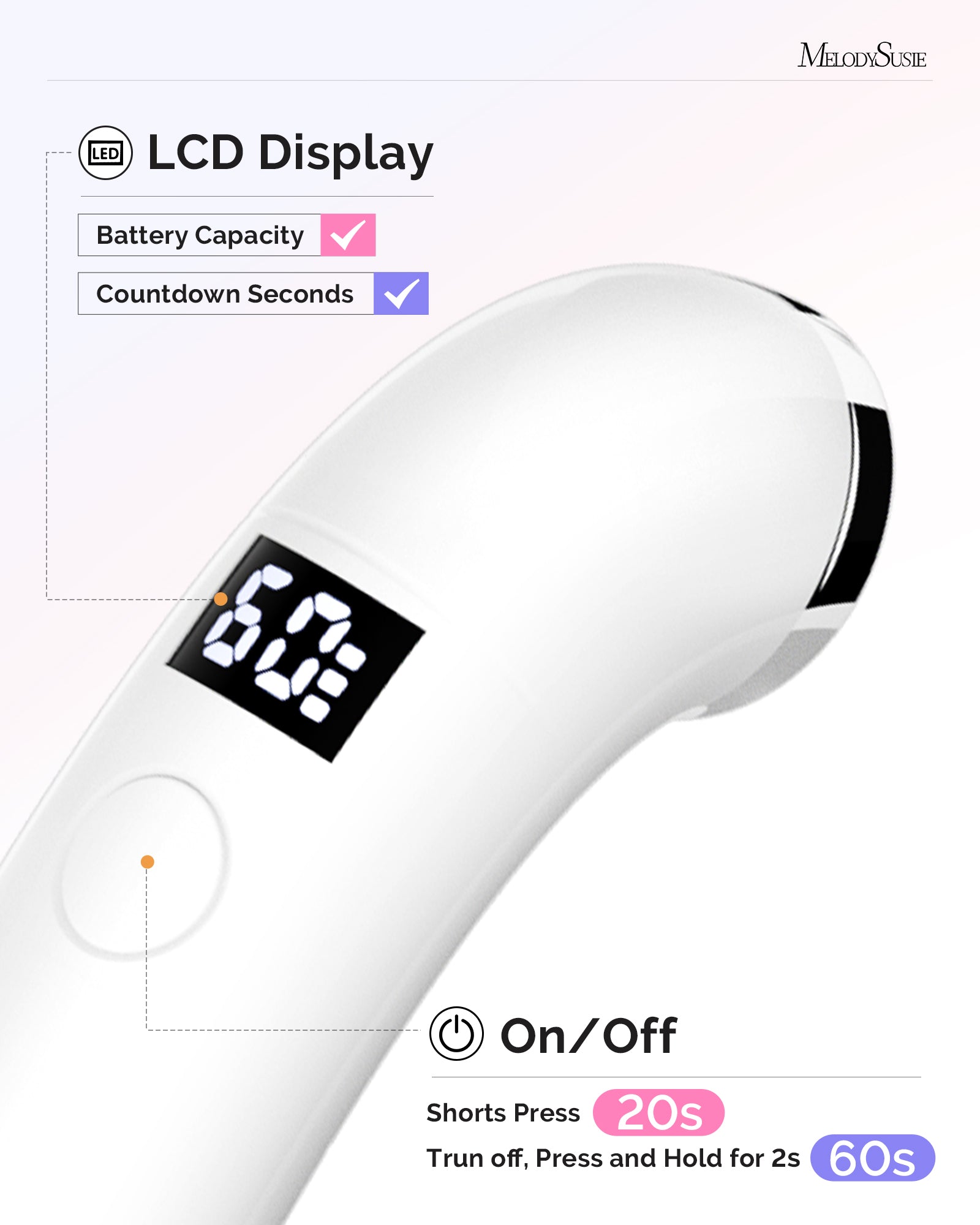 P-ART01A Rechargeable LED/UV Nail Lamp - White - 图片4