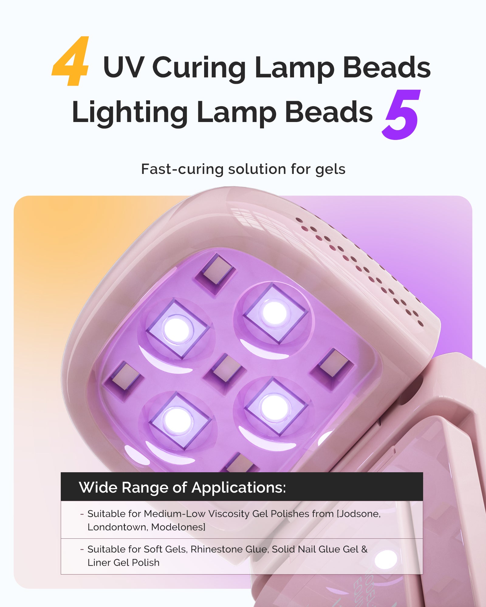 P-ART09F Foldable & Standable 2-in-1 Design LED/UV Nail Lamp - Pink - 图片6