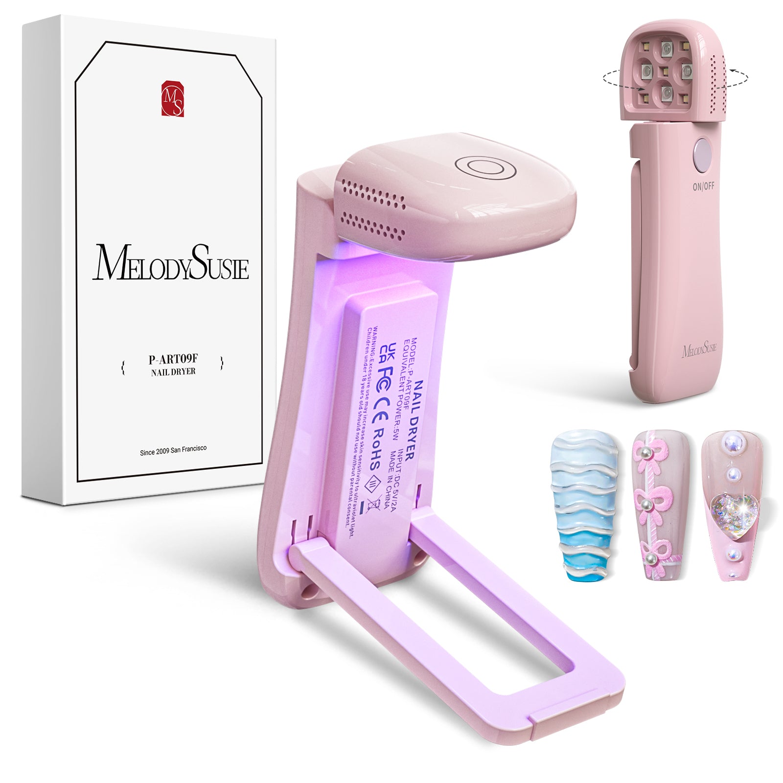 P-ART09F Foldable & Standable 2-in-1 Design LED/UV Nail Lamp - Pink