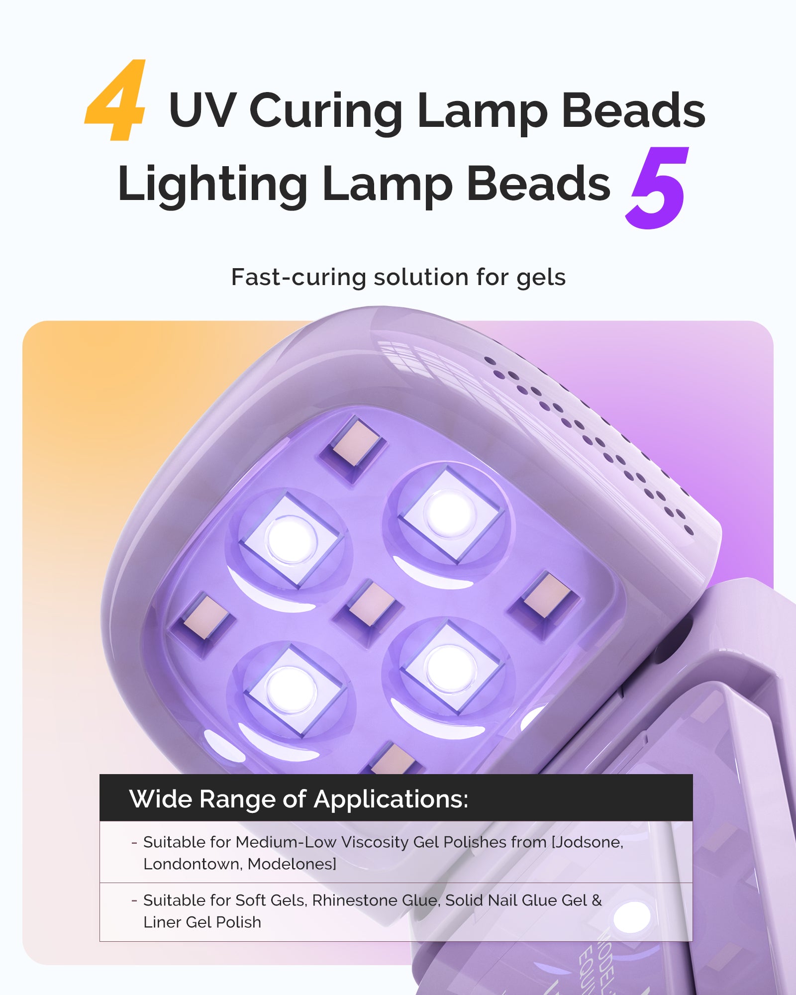 P-ART09F Foldable & Standable 2-in-1 Design LED/UV Nail Lamp - Purple - 图片2