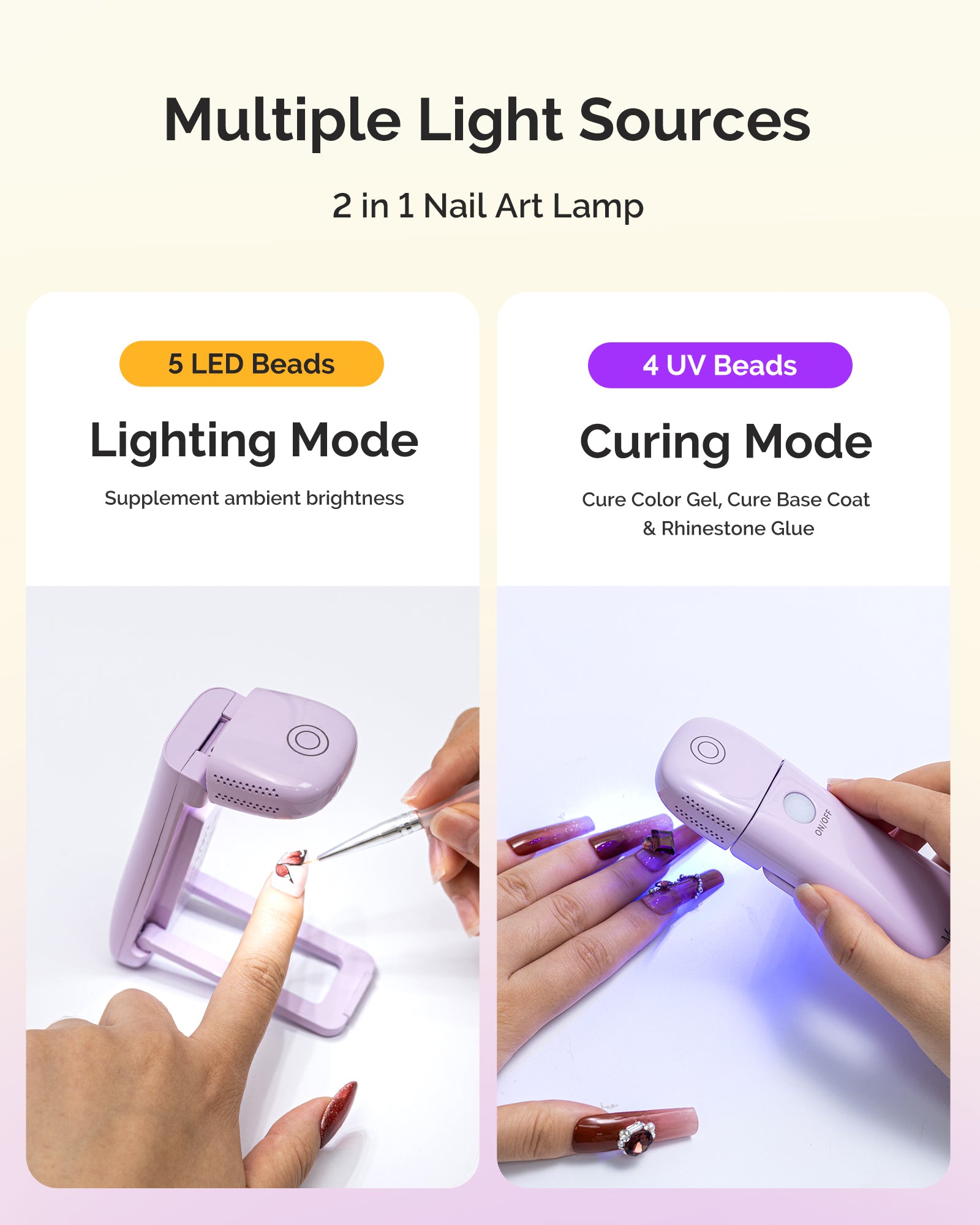 P-ART09F Foldable & Standable 2-in-1 Design LED/UV Nail Lamp - Purple - 图片3