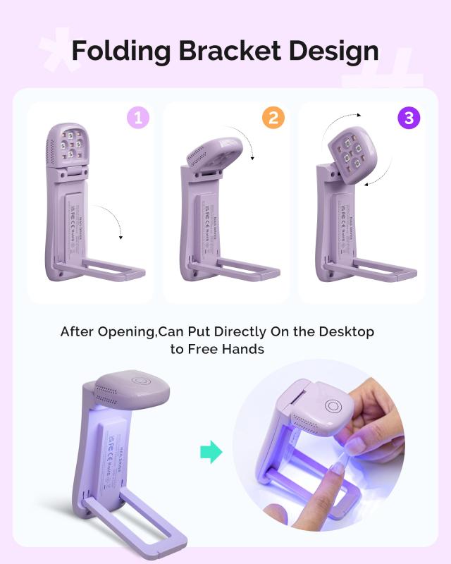 P-ART09F Foldable & Standable 2-in-1 Design LED/UV Nail Lamp - Purple