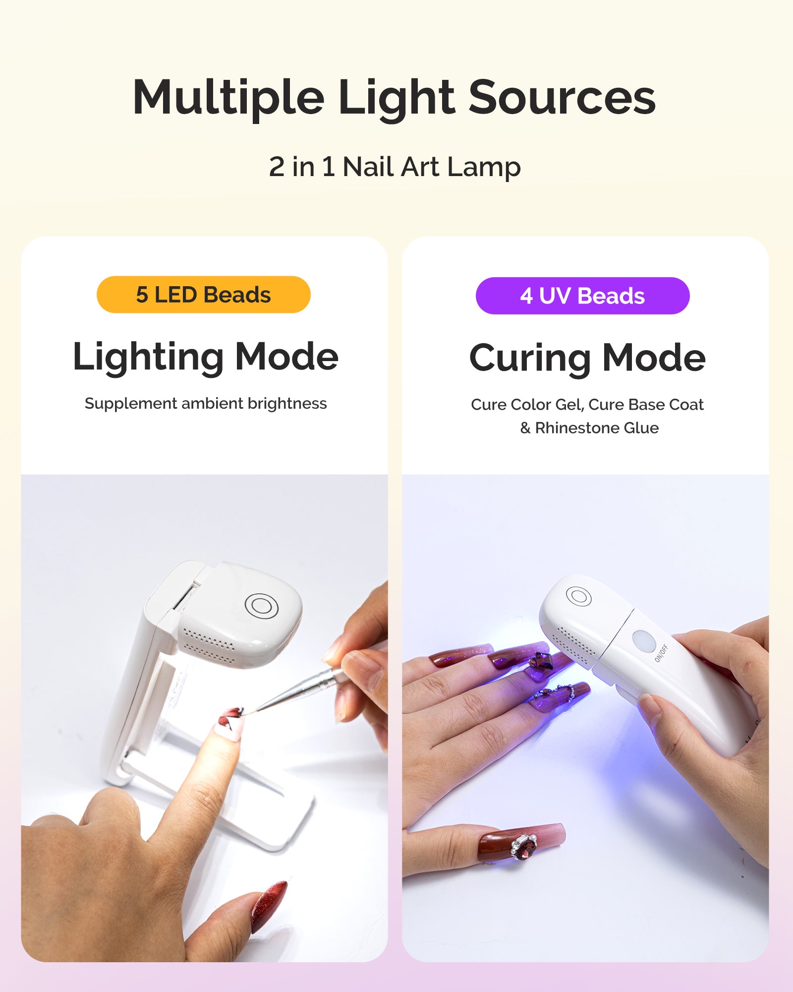 P-ART09F Foldable & Standable 2-in-1 Design LED/UV Nail Lamp - White - 图片3