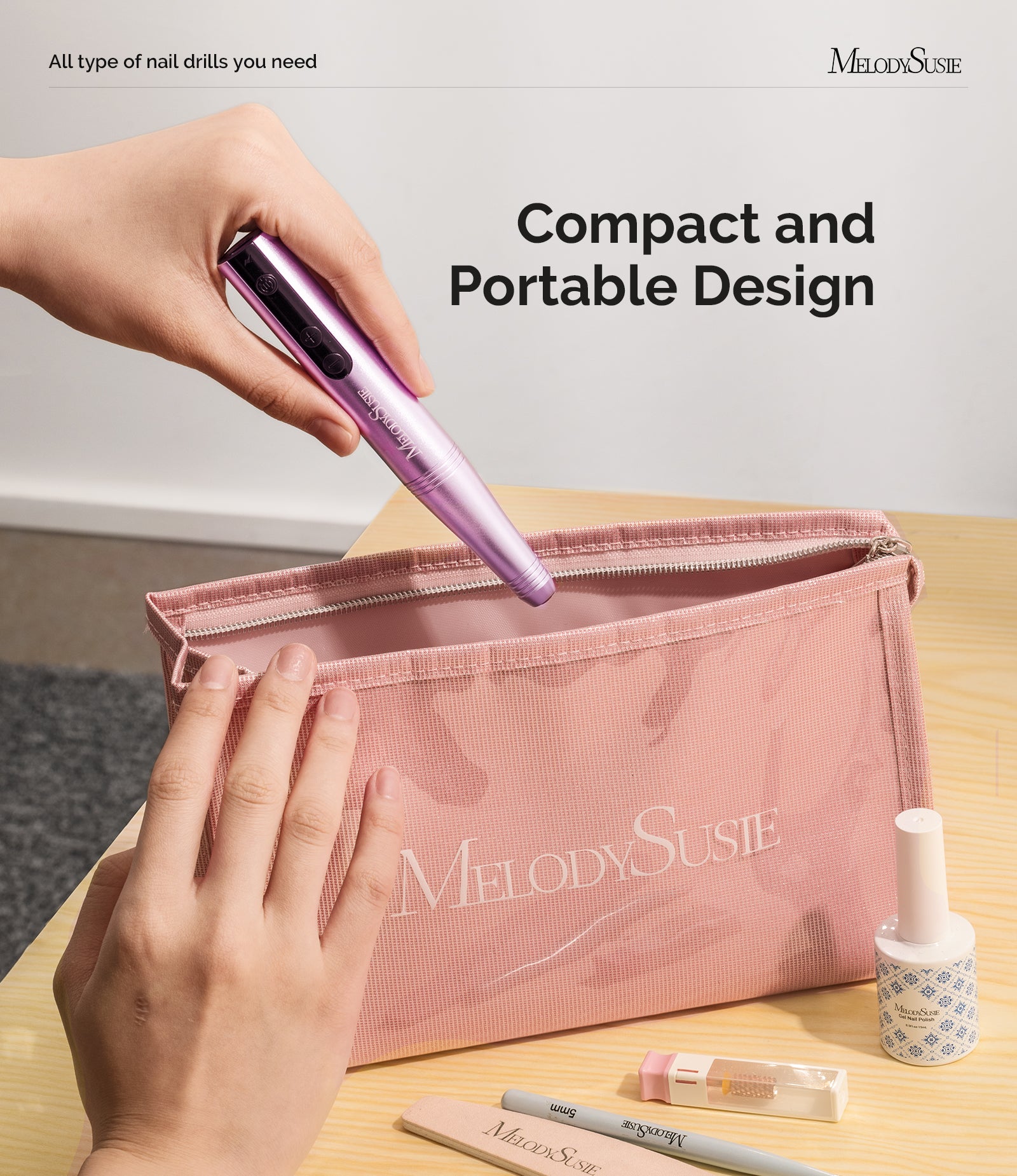 PC180F Portable Rechargeable Nail Drill 25,000RPM - Advanced Kit - 图片5