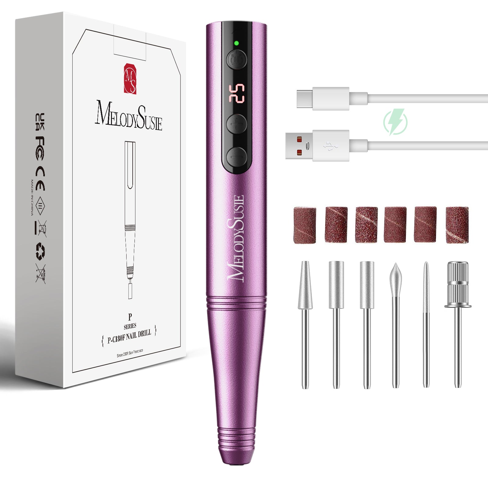 PC180F Portable Rechargeable Nail Drill 25,000RPM - Advanced Kit - 图片2