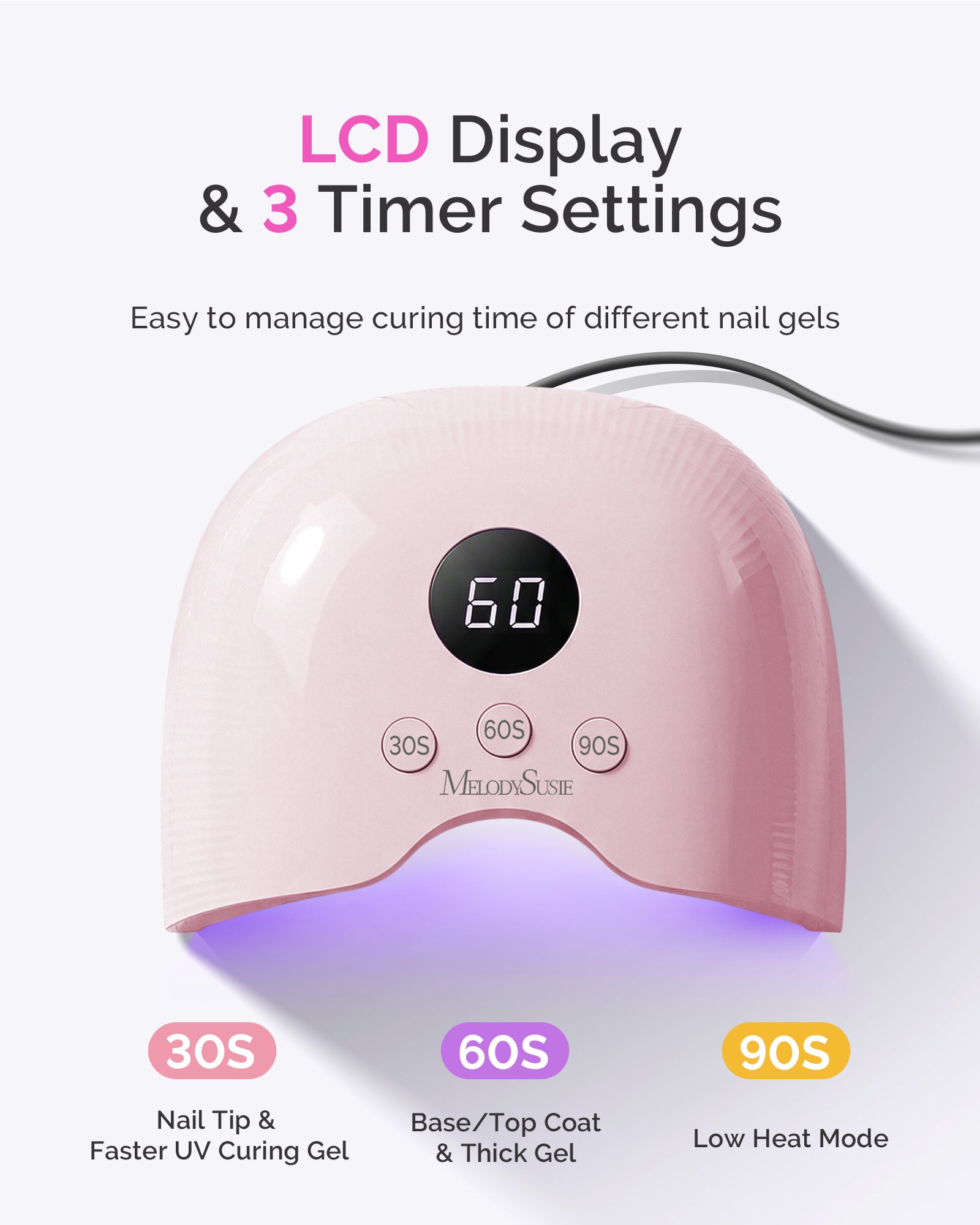 P-PLUS30A LED/UV Nail Lamp with UV Gloves - Pink - 图片4