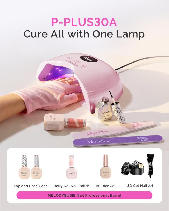 P-PLUS30A LED/UV Nail Lamp with UV Gloves - Pink