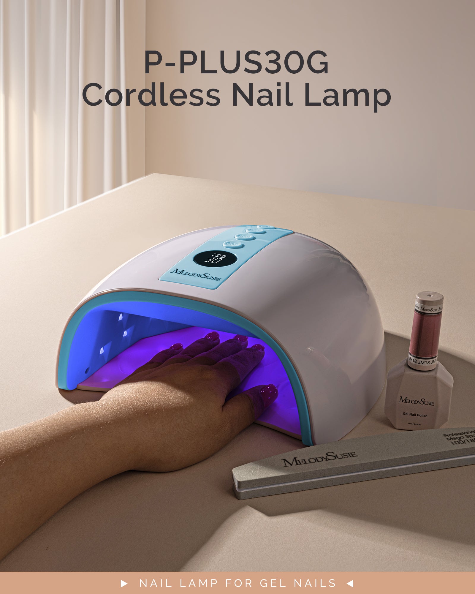 P-PLUS30G Rechargeable Cordless UV/LED Nail Lamp - Blue - 图片2