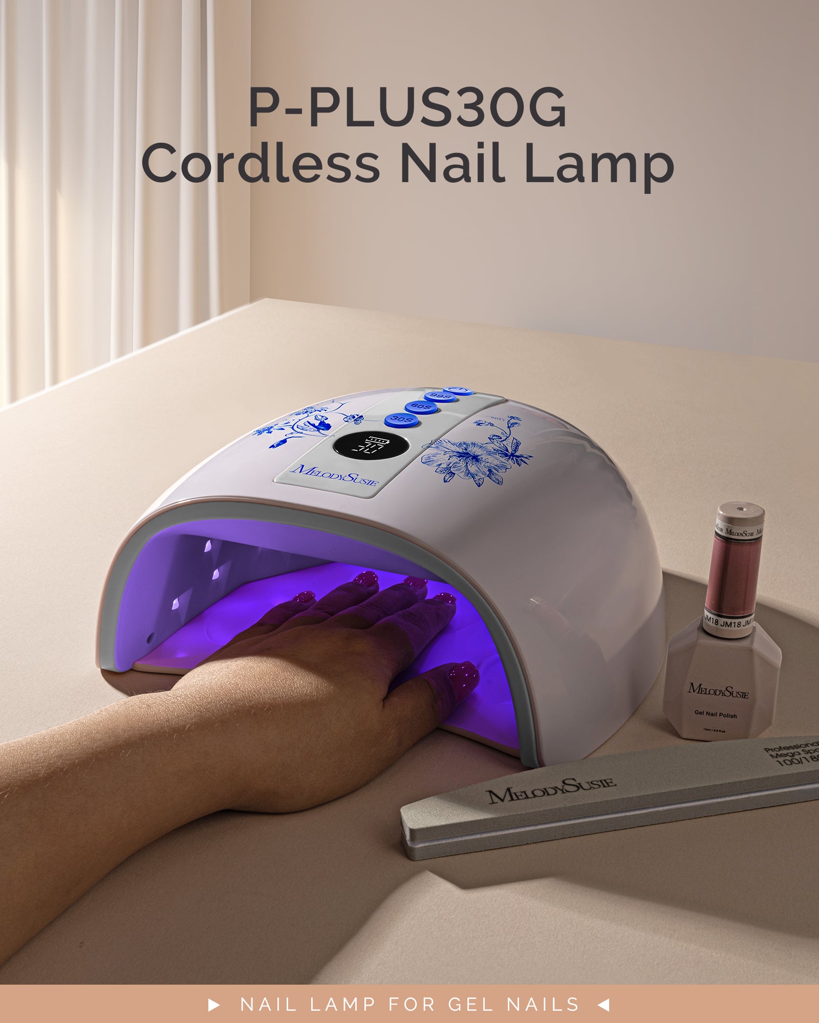 P-PLUS30G Rechargeable Cordless UV/LED Nail Lamp - Flower Design - 图片4