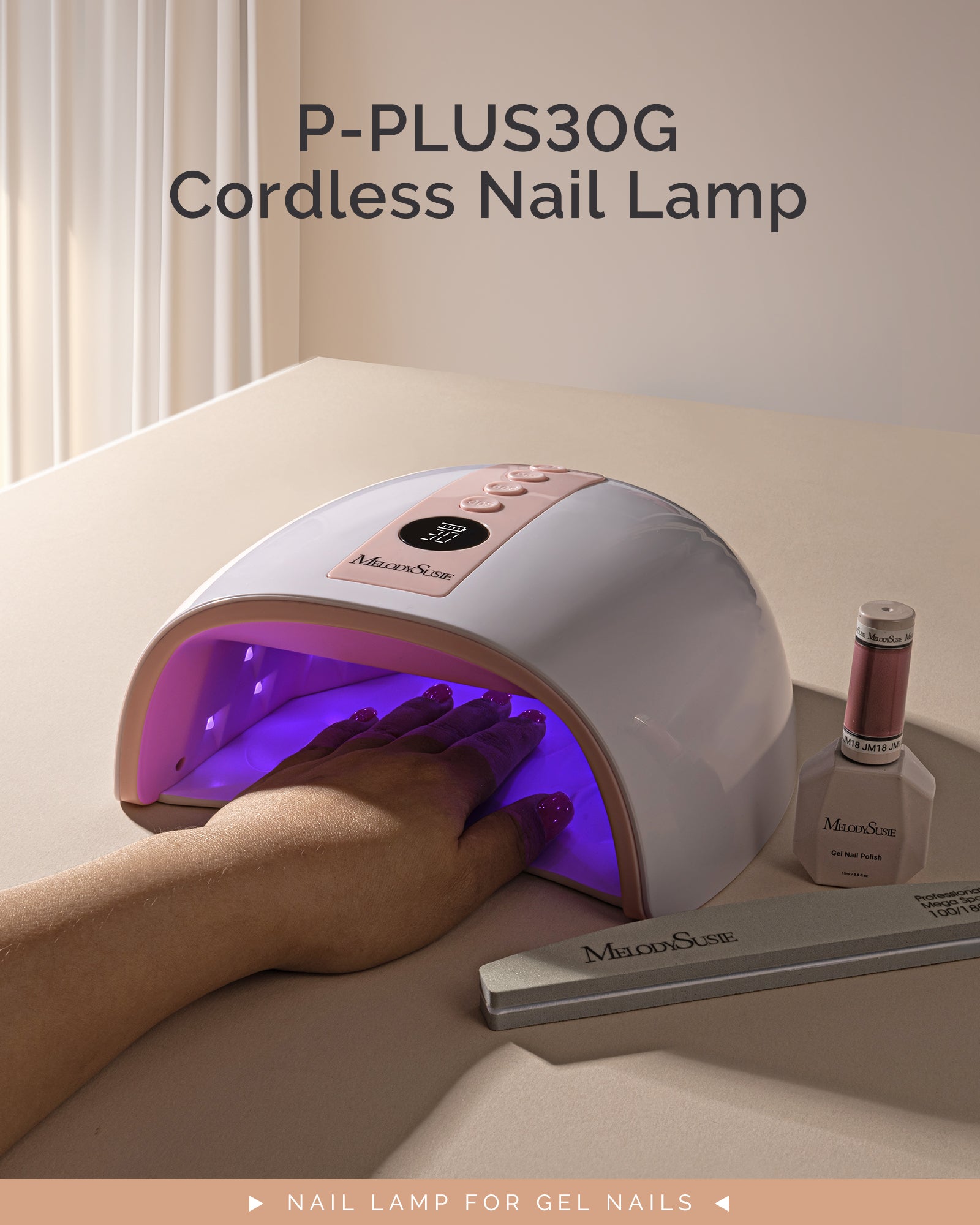 P-PLUS30G Rechargeable Cordless UV/LED Nail Lamp - Pink - 图片2
