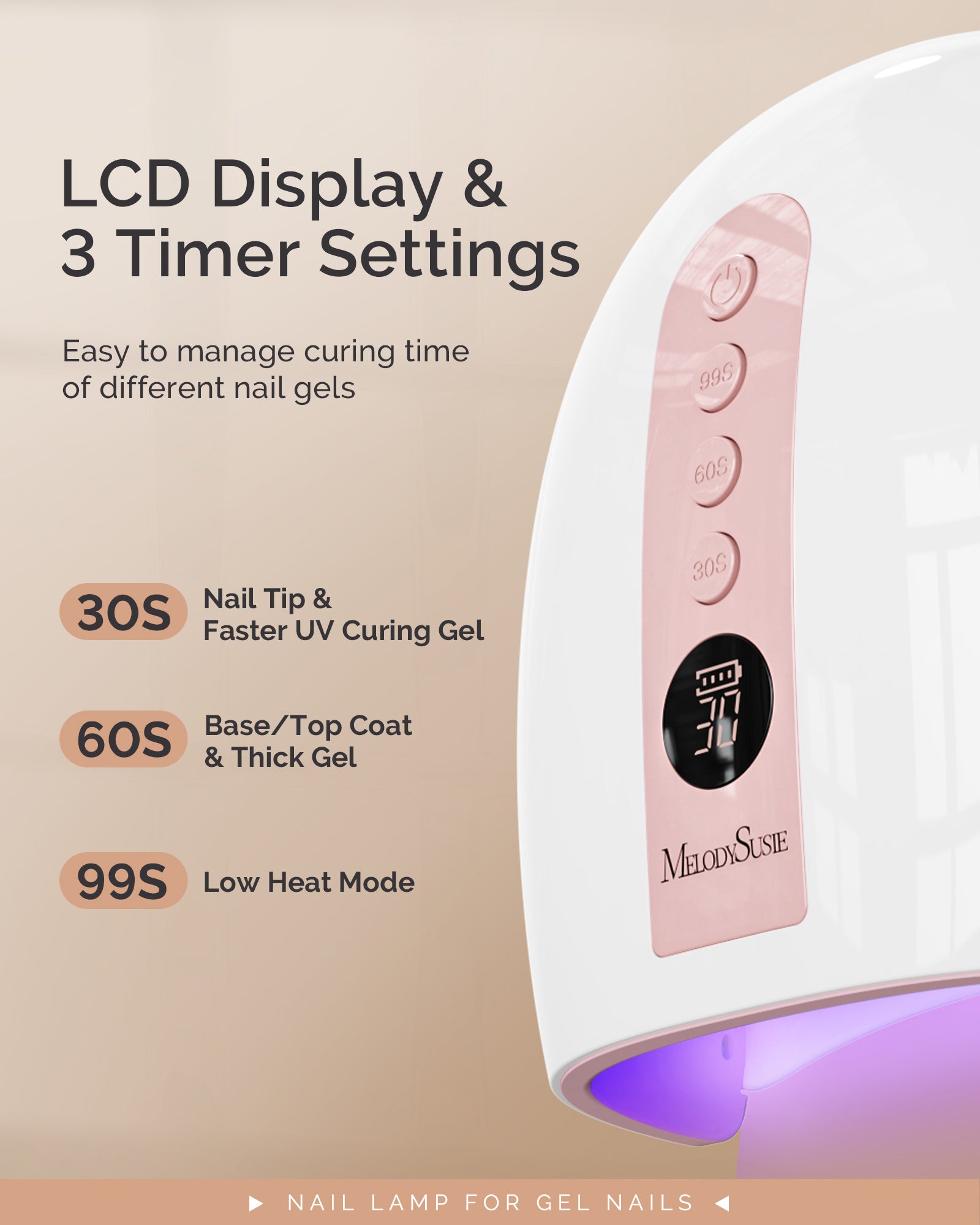 P-PLUS30G Rechargeable Cordless UV/LED Nail Lamp - Pink - 图片5