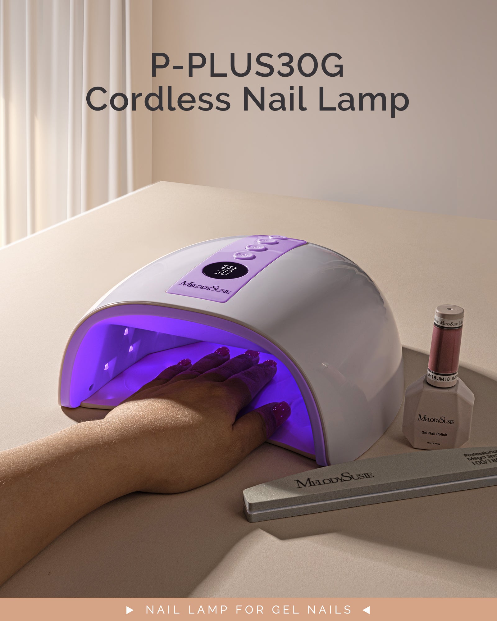 P-PLUS30G Rechargeable Cordless UV/LED Nail Lamp - Purple - 图片3