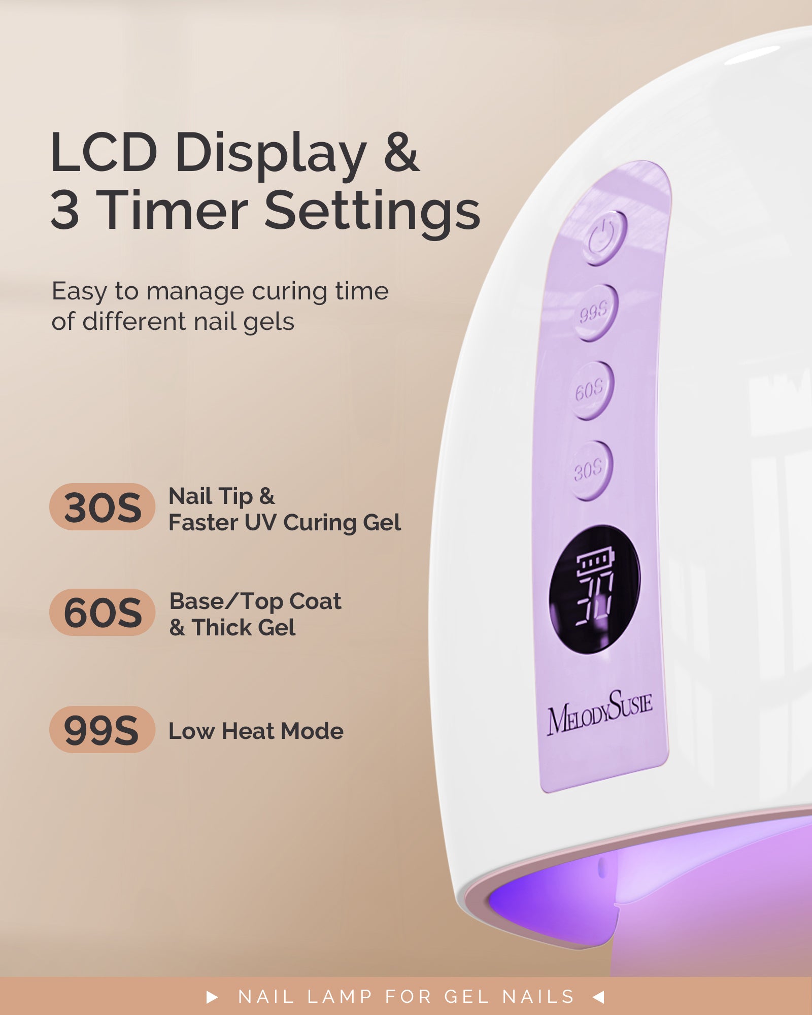 P-PLUS30G Rechargeable Cordless UV/LED Nail Lamp - Purple - 图片4