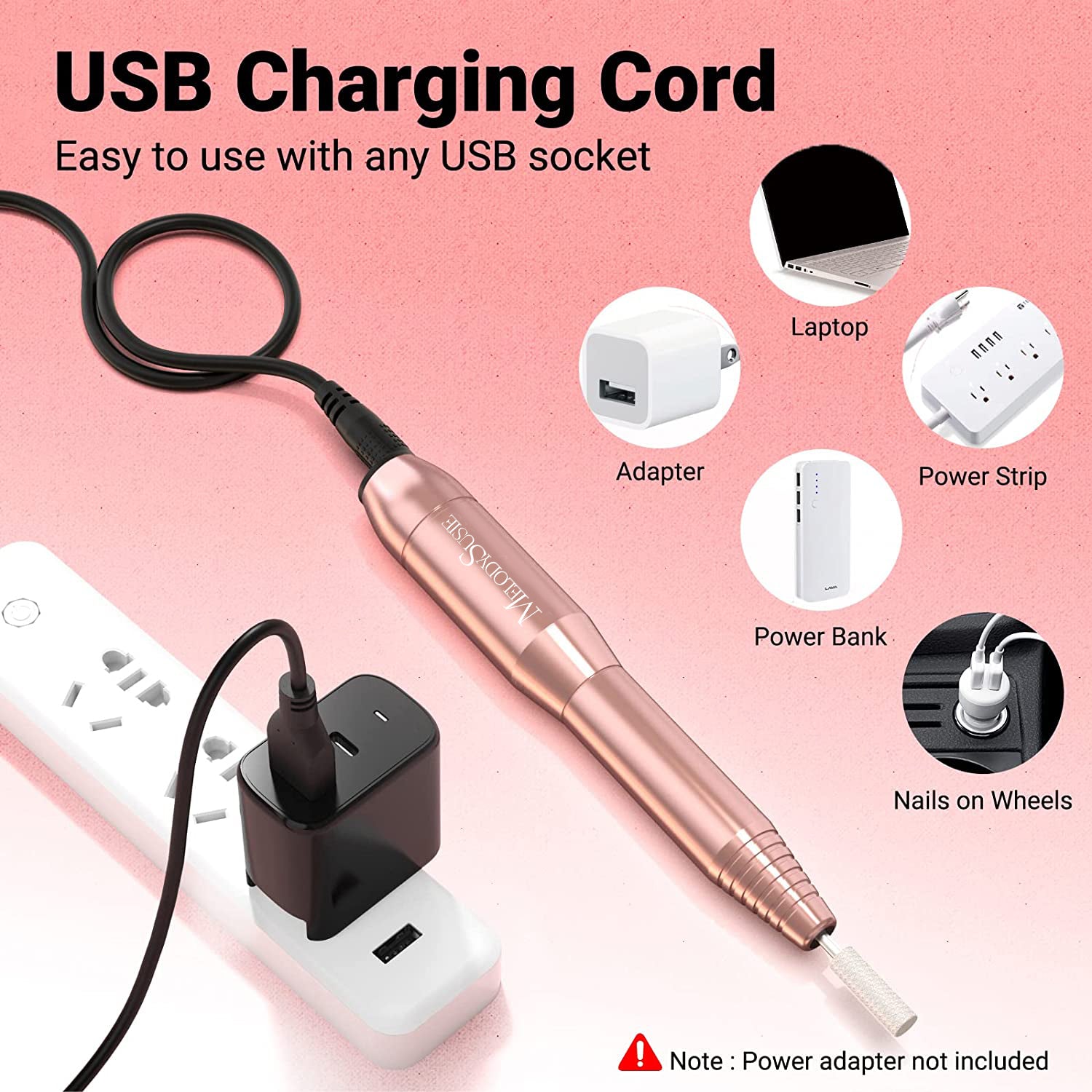 PC120I Pen-Shaped Portable USB Nail Drill 20,000RPM - 图片4