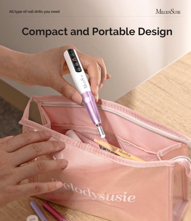 PC180E Pen-Shaped Rechargeable Nail Drill 25,000RPM - Pink Gold