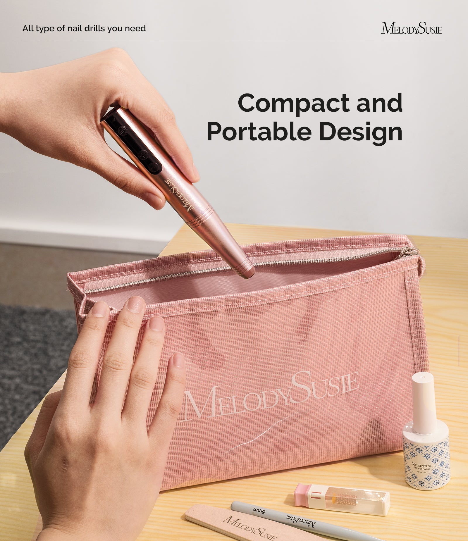 PC180F Pen-Shaped Rechargeable Nail Drill 25,000RPM - Gold - 图片4