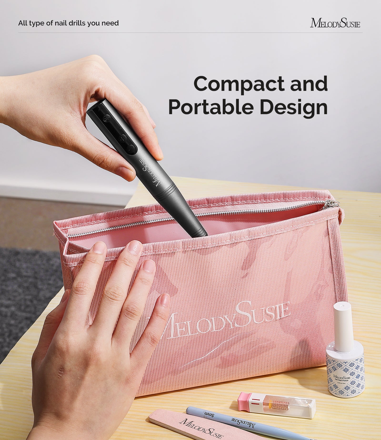 PC180F Pen-Shaped Rechargeable Nail Drill 25,000RPM - Black - 图片7