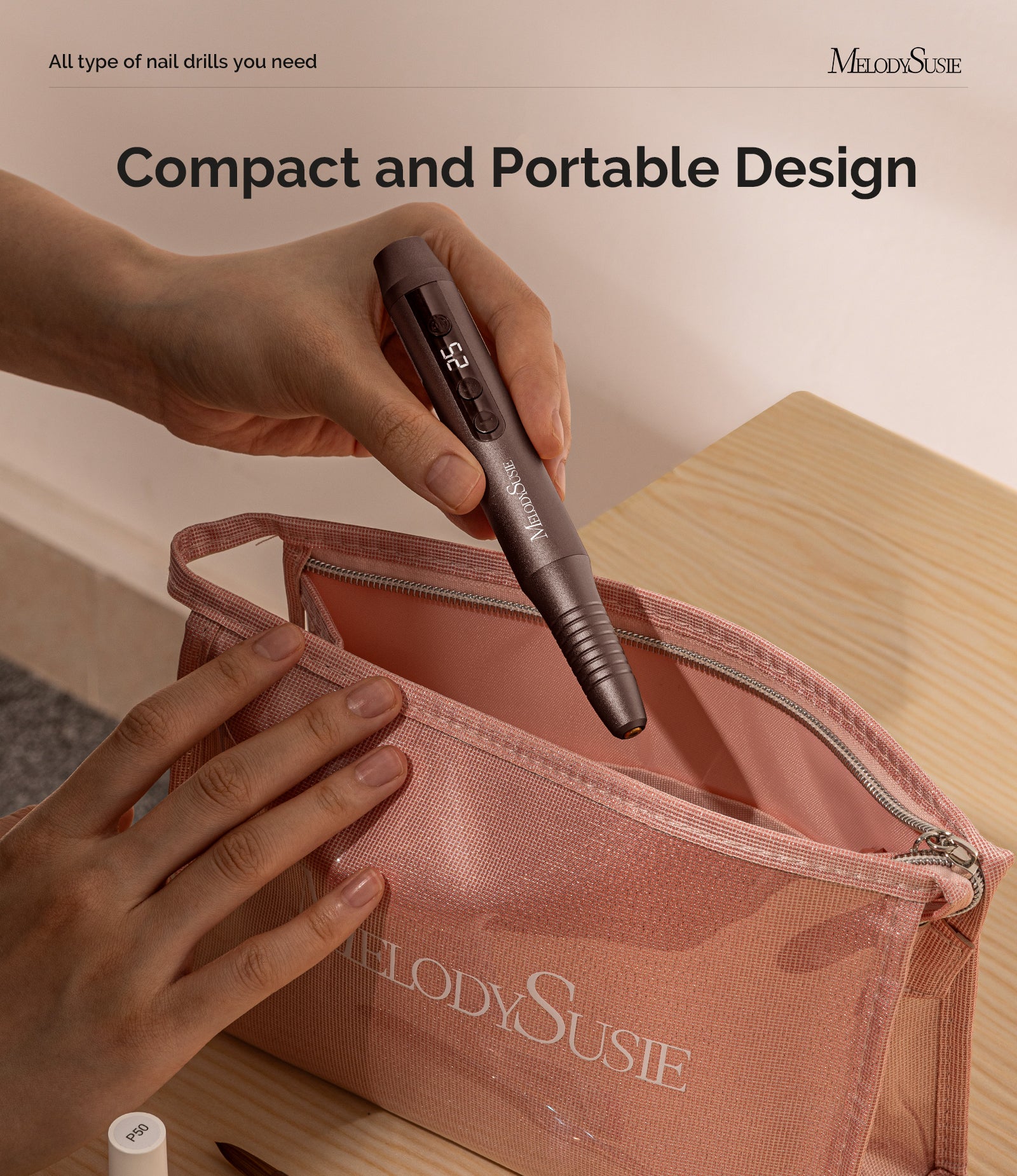 PC180G Pen-Shaped Rechargeable Nail Drill 25,000RPM - Black - 图片3