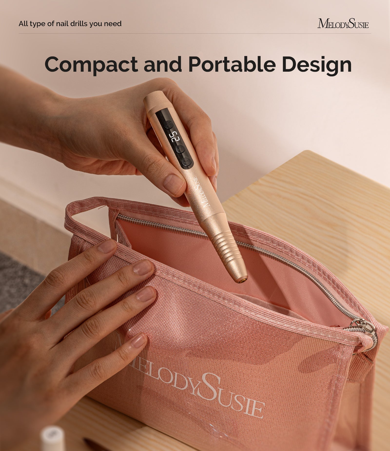 PC180G Pen-Shaped Rechargeable Nail Drill 25,000RPM - Gold - 图片3