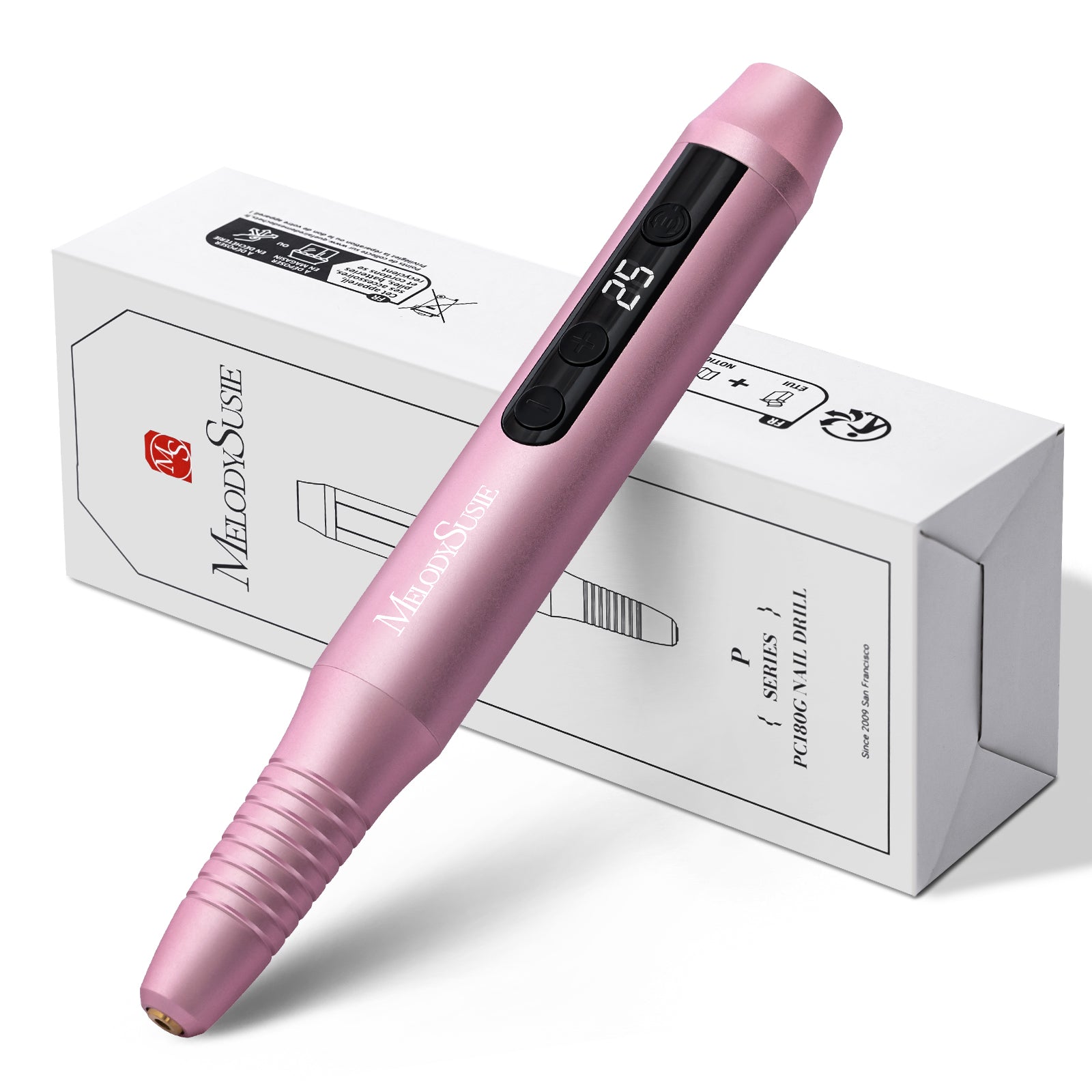 PC180G Pen-Shaped Rechargeable Nail Drill 25,000RPM - Rose Gold