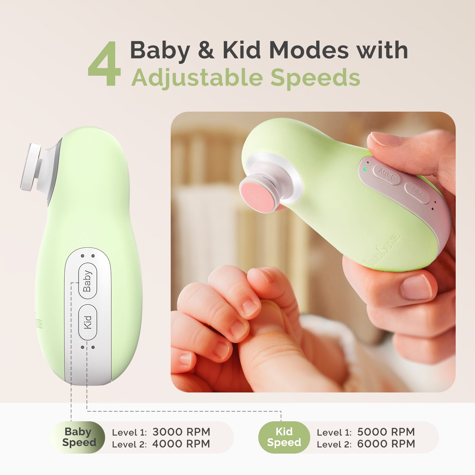 PC20F Rechargeable Baby Nail Trimmer - Green - 图片6