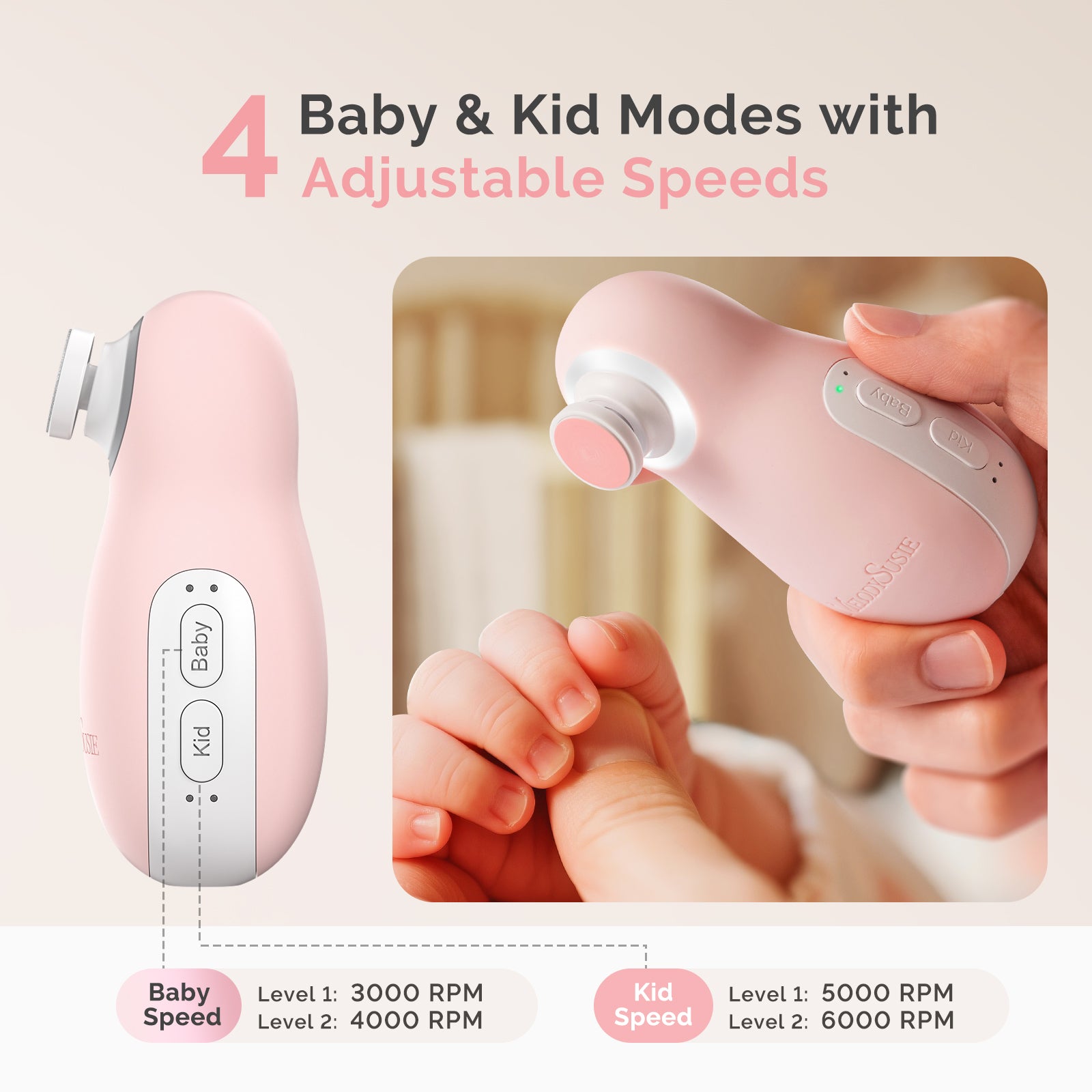 PC20F Rechargeable Baby Nail Trimmer - Pink - 图片5