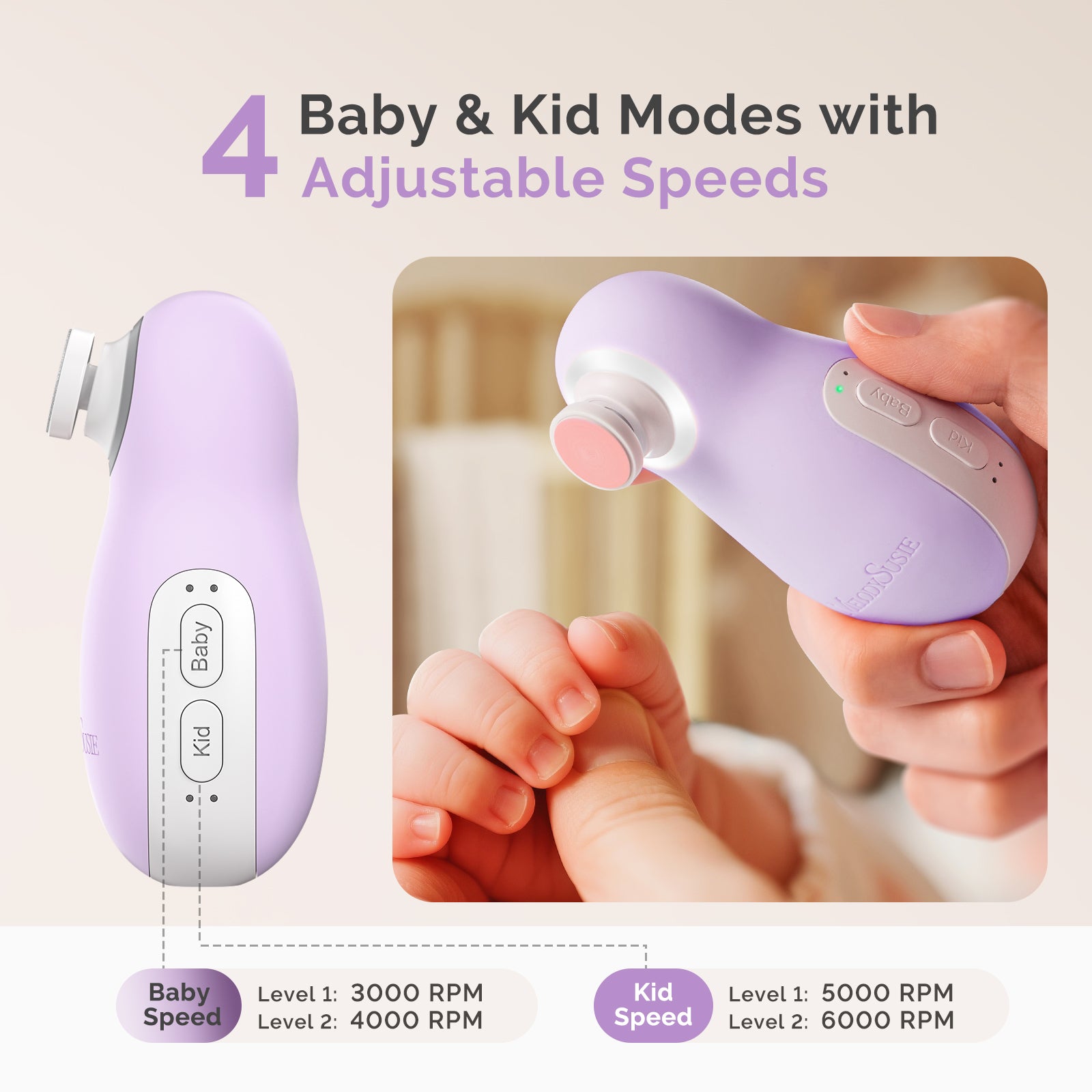 PC20F Rechargeable Baby Nail Trimmer - Purple - 图片6