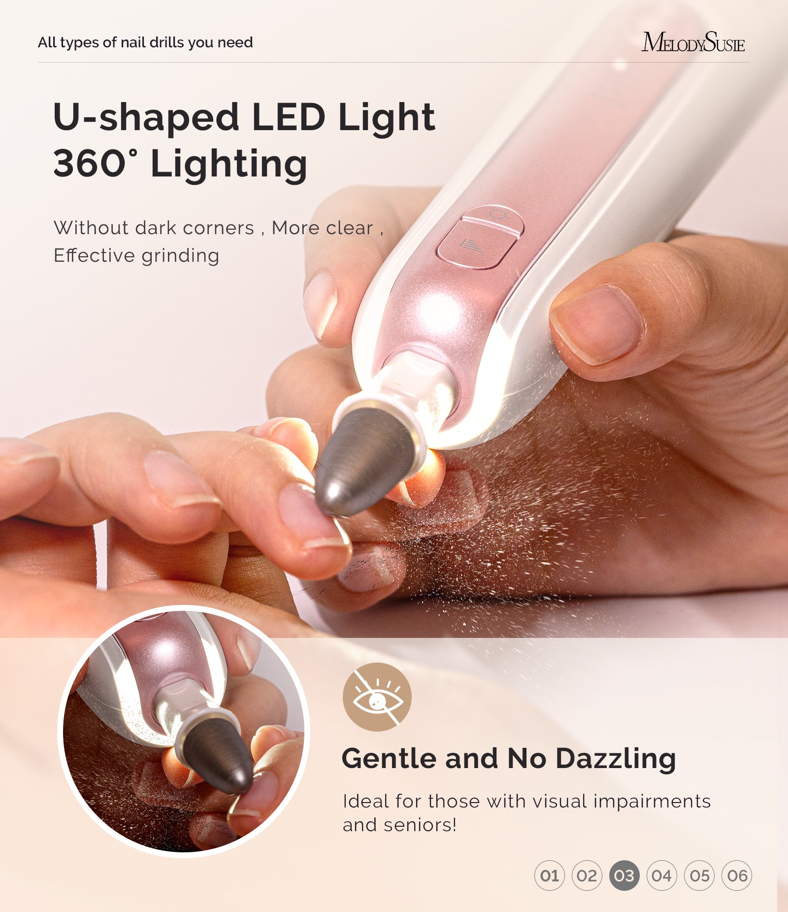 PC760G Manicure & Pedicure Nail Drill Kit 4,600RPM - Rose Gold - 图片4