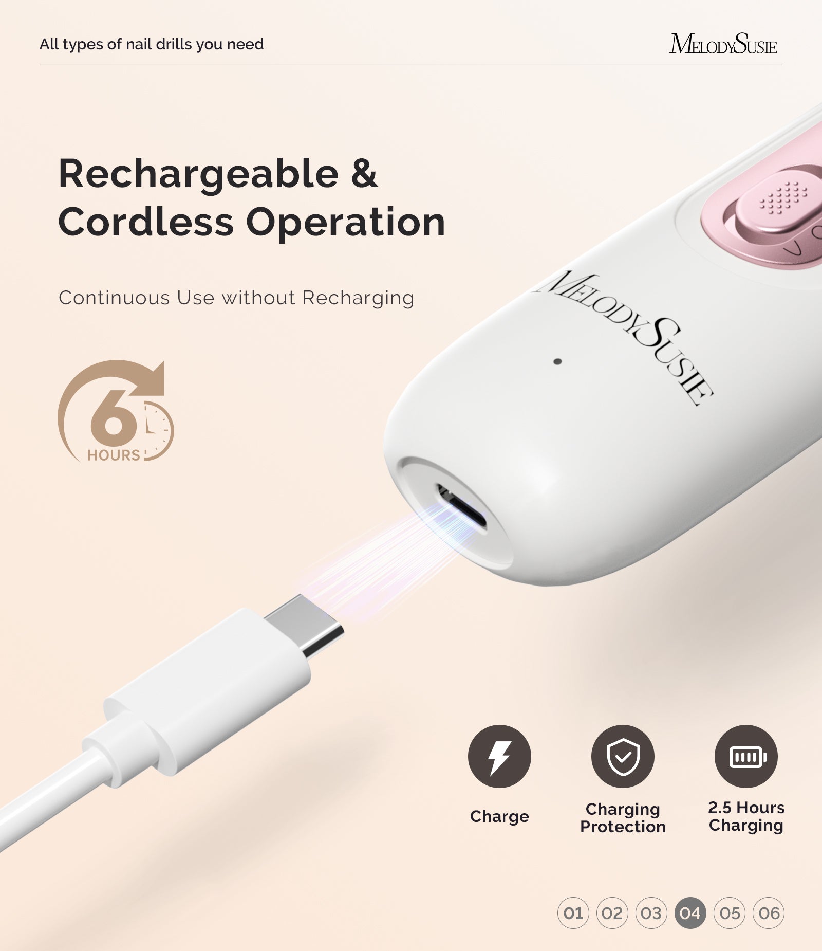 PC760G Manicure & Pedicure Nail Drill Kit 4,600RPM - Rose Gold - 图片5