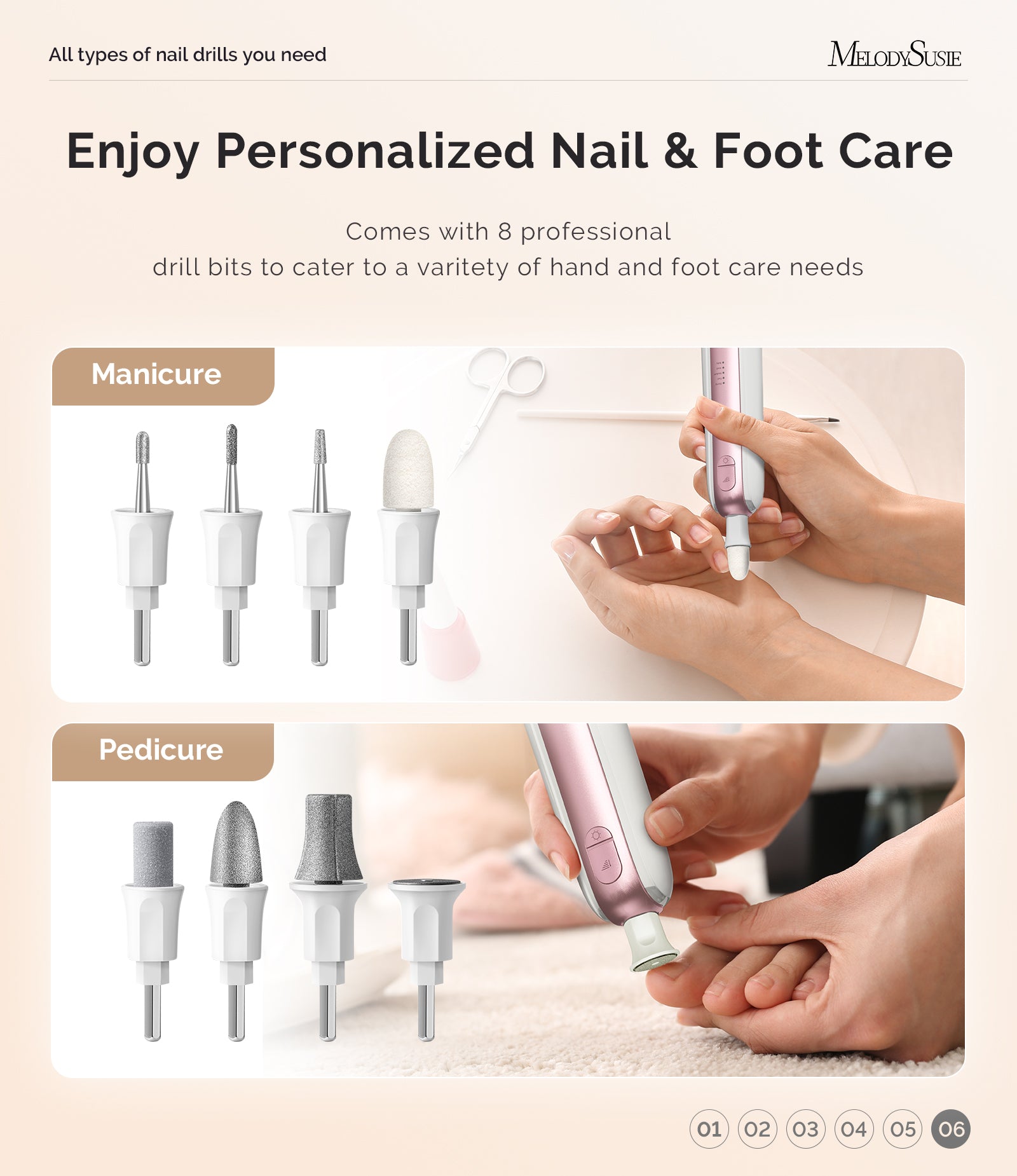 PC760G Manicure & Pedicure Nail Drill Kit 4,600RPM - Rose Gold - 图片8