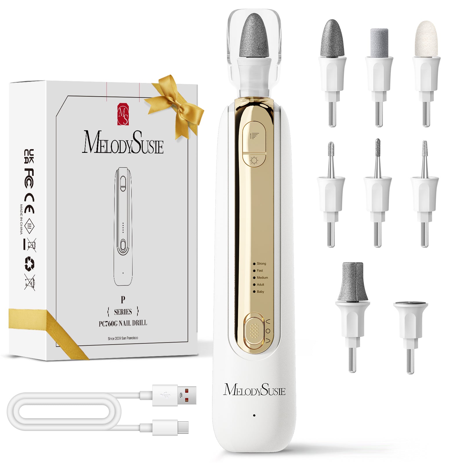 PC760G Manicure & Pedicure Nail Drill Kit 4,600RPM - Gold