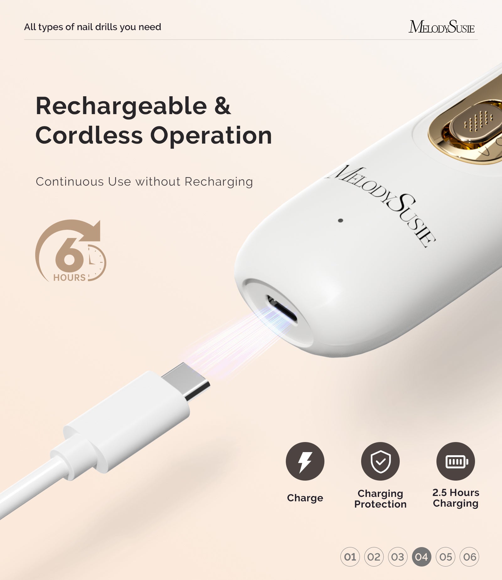 PC760G Manicure & Pedicure Nail Drill Kit 4,600RPM - Gold - 图片5