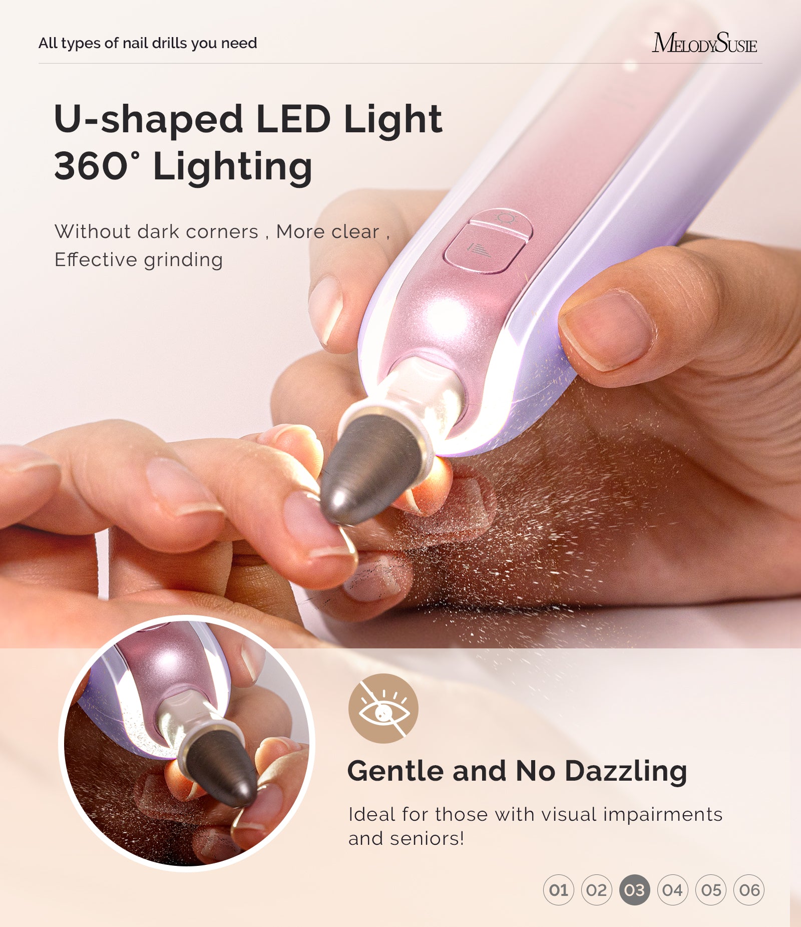 PC760G Manicure & Pedicure Nail Drill Kit 4,600RPM - Purple - 图片3