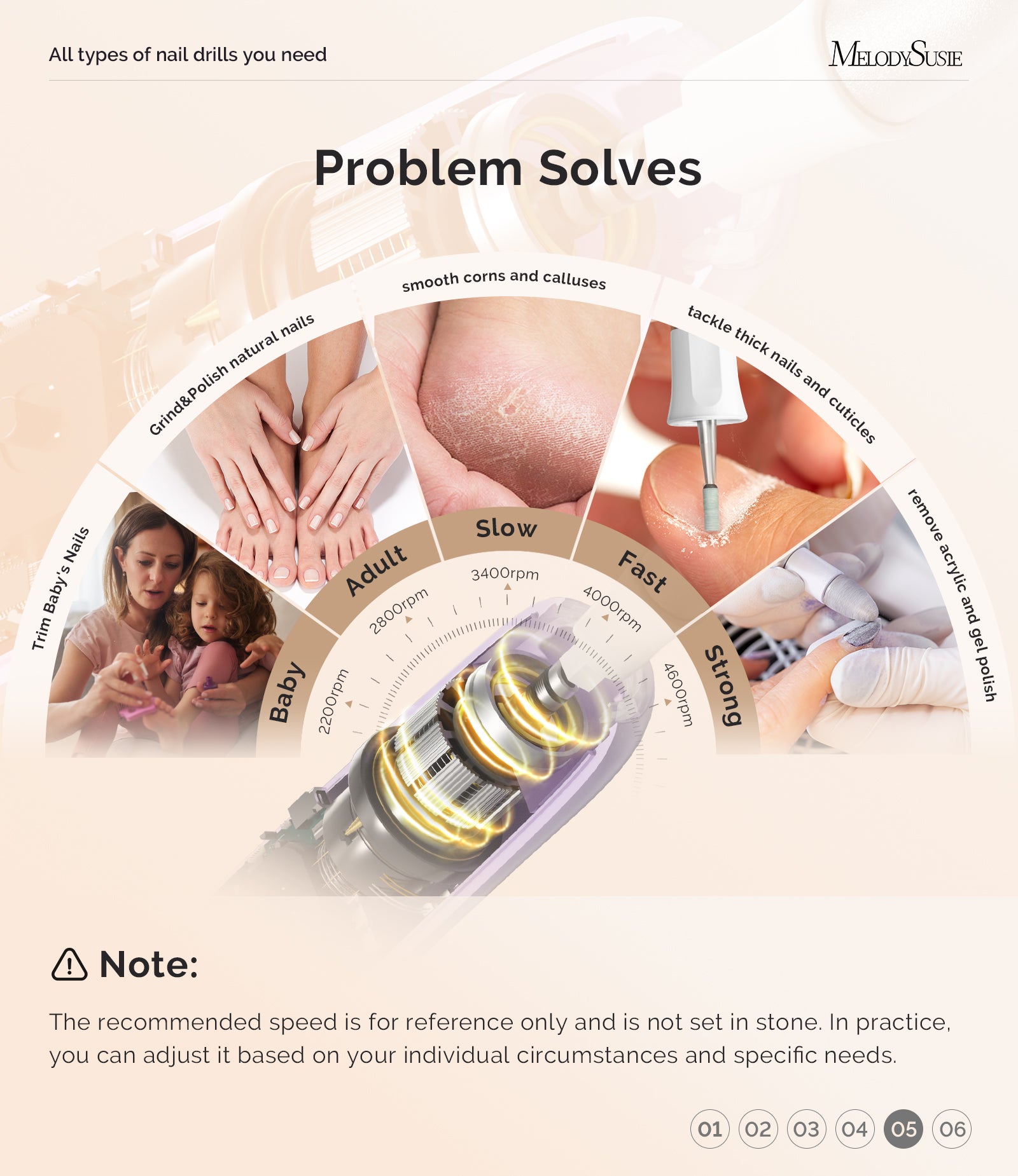 PC760G Manicure & Pedicure Nail Drill Kit 4,600RPM - Purple - 图片6